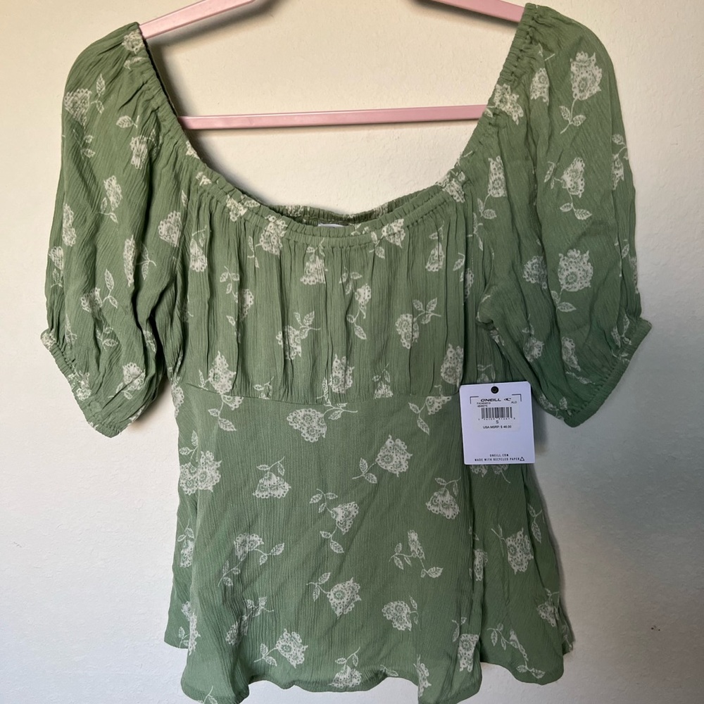 O’Neill Henriette Off-The-Shoulder Printed Woven Peasant Top